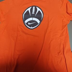 Nike Vibrant Orange Sports Tee with Football Logo